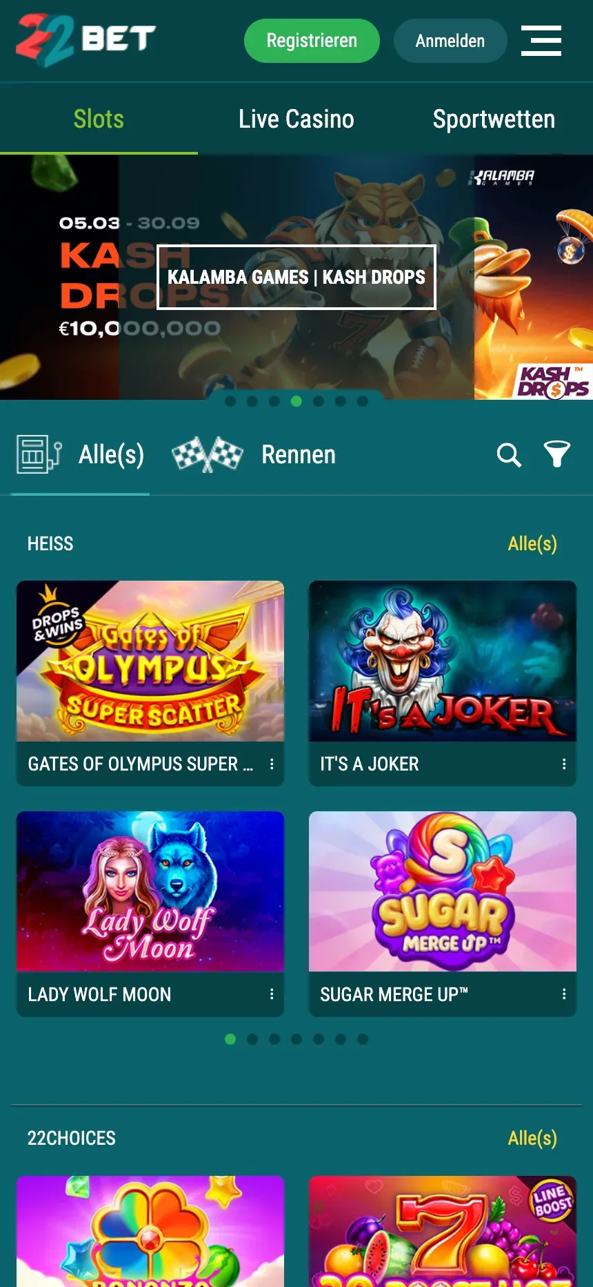App-Funktion – 22Bet